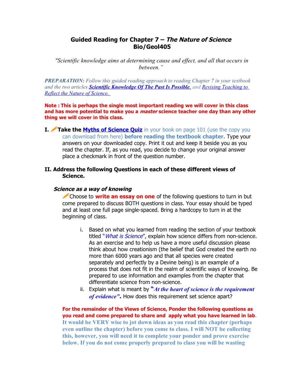 Chapter Quiz #1 / Bio 405