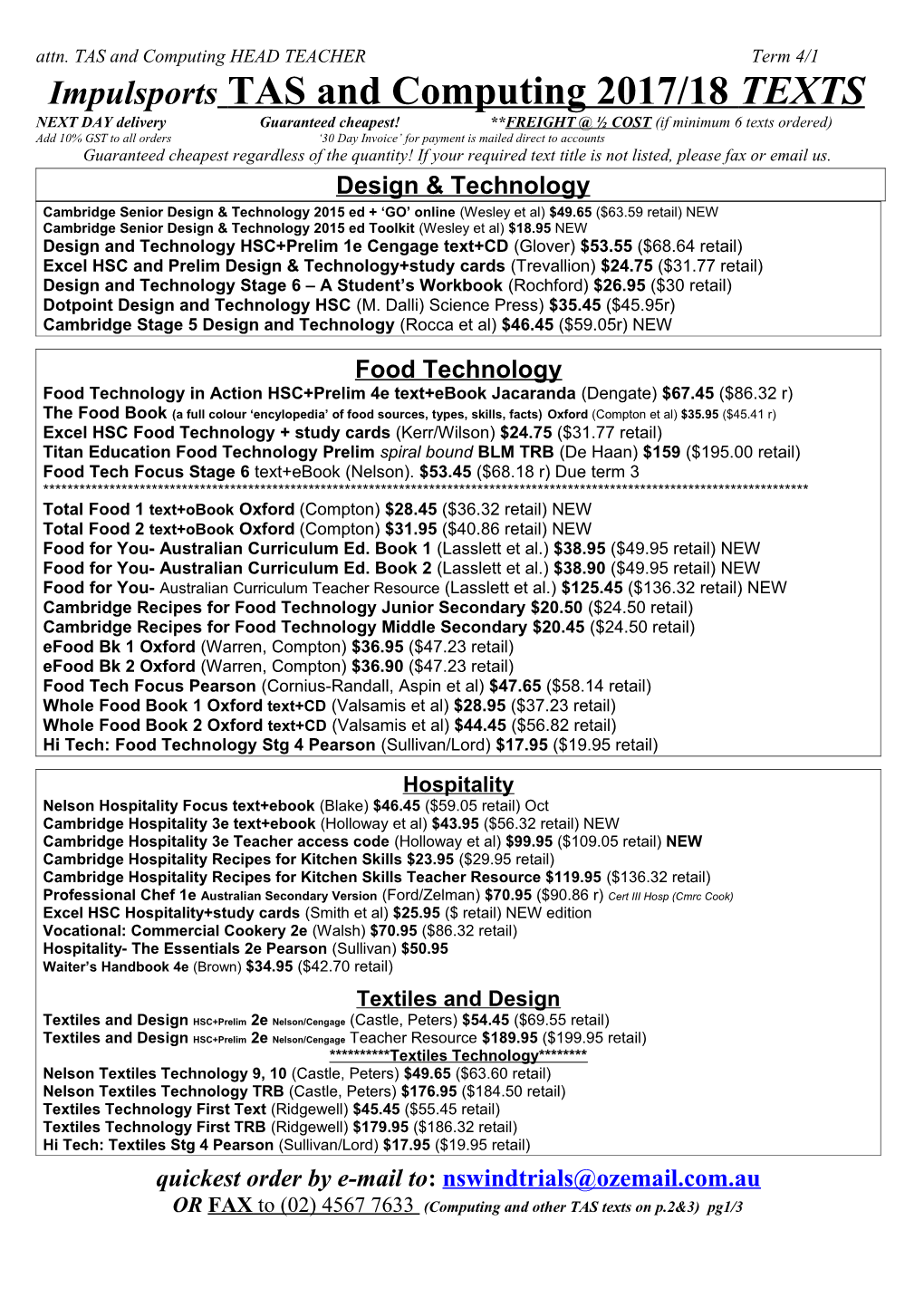 Attn. TAS and Computing HEAD TEACHER Term 4/1