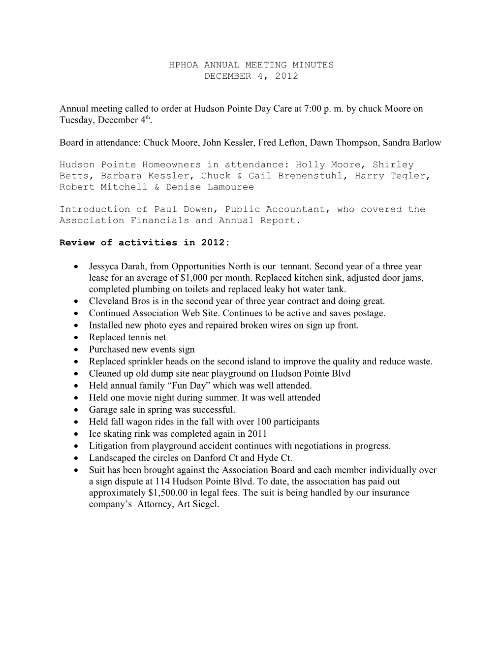 Agenda for Annual Meeting to Be Held December 4, 2008