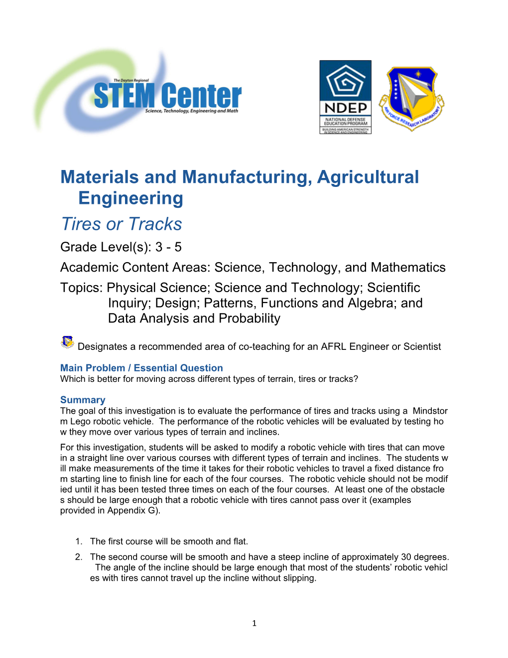 Materials and Manufacturing, Agricultural Engineering