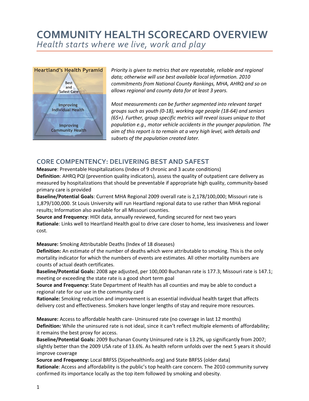 Community Health Scorecard Overview