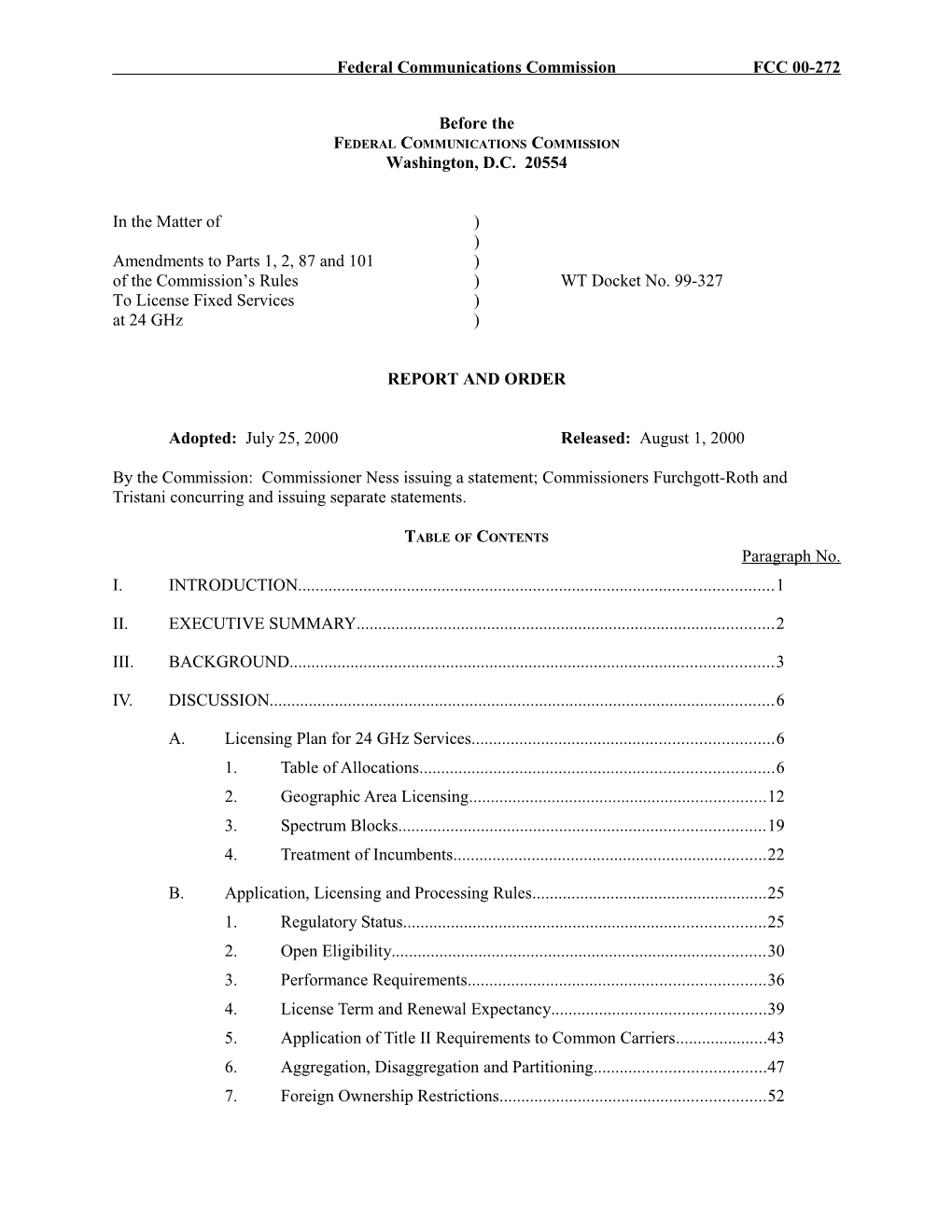 Federal Communications Commissionfcc 00-272