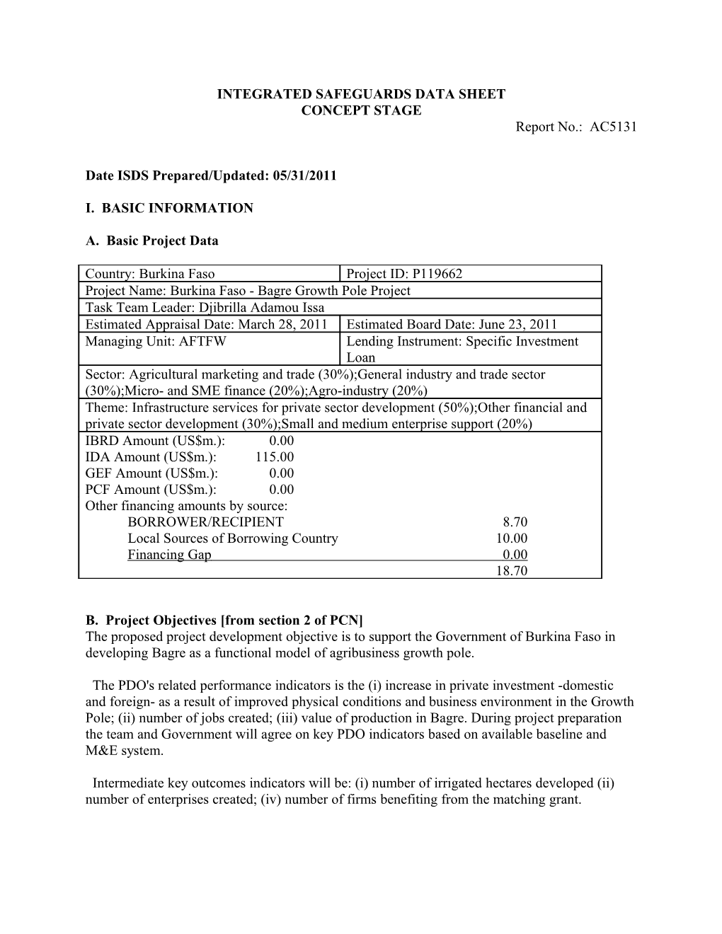 Integrated Safeguards Data Sheet s1