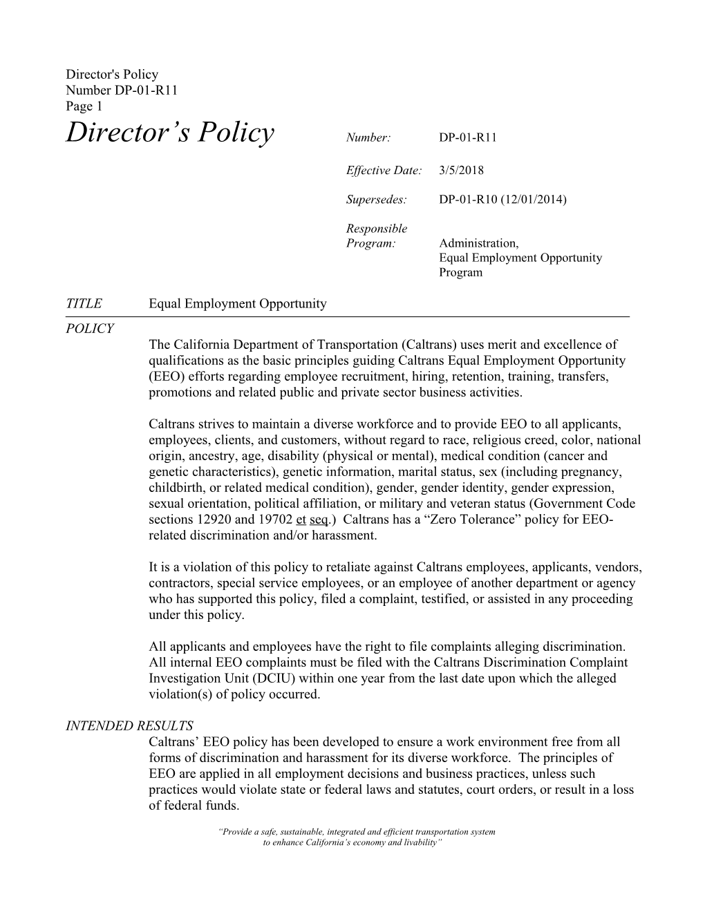 Director's Policy Template