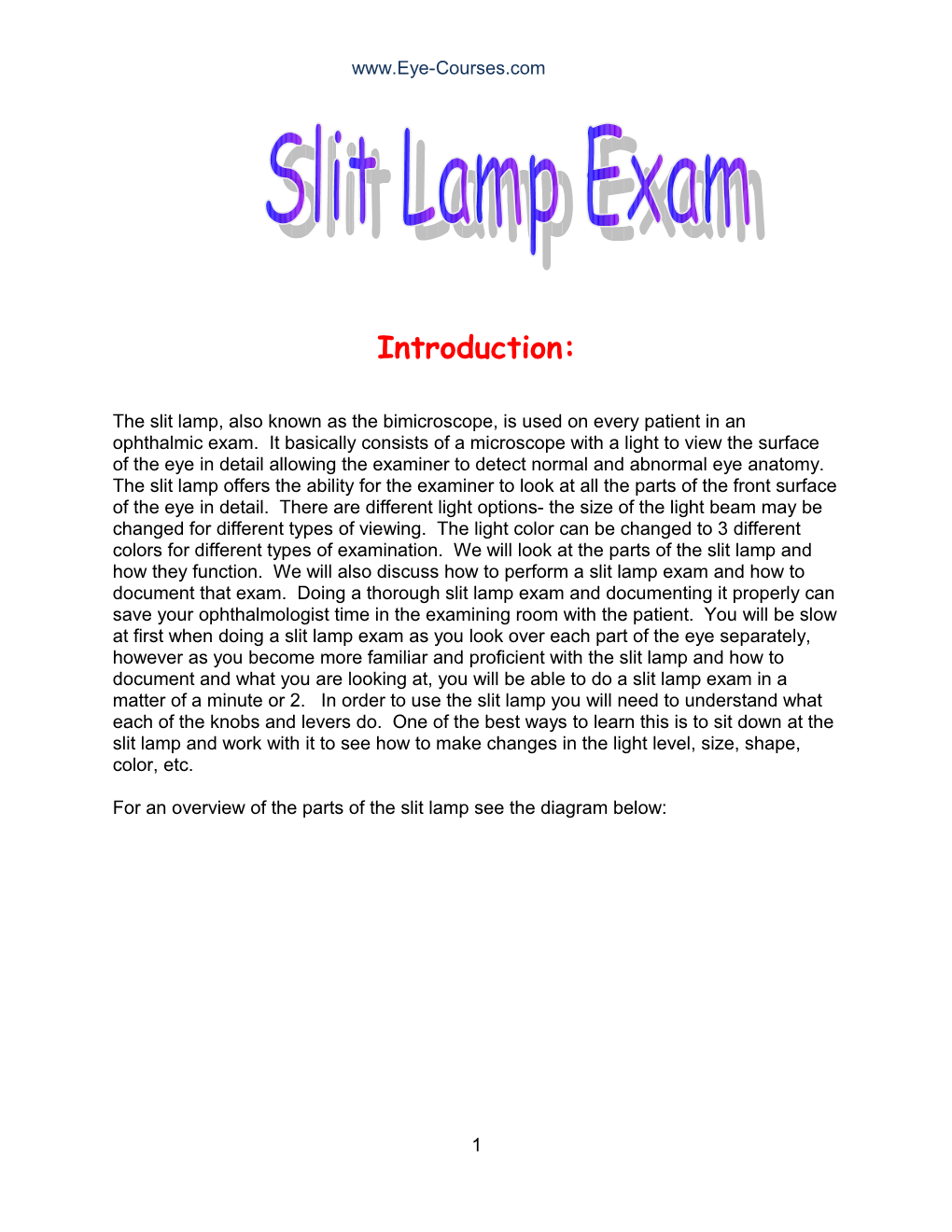 Slit Lamp Exam