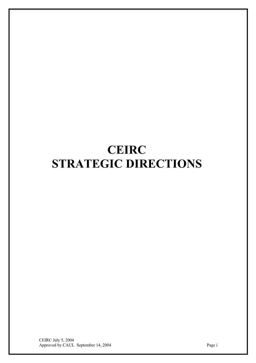 CEIRC Strategic Directions