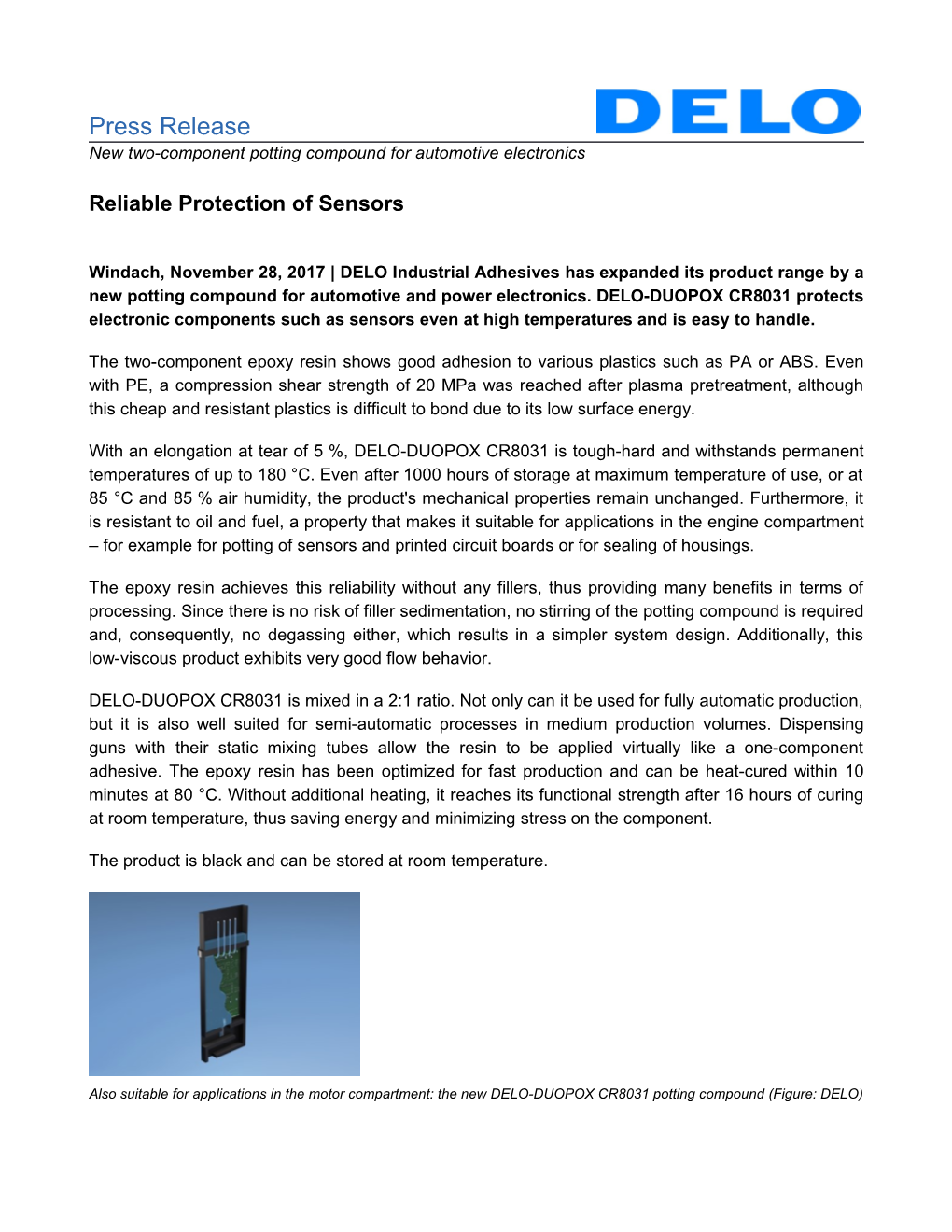 New Two-Component Potting Compoundfor Automotive Electronics