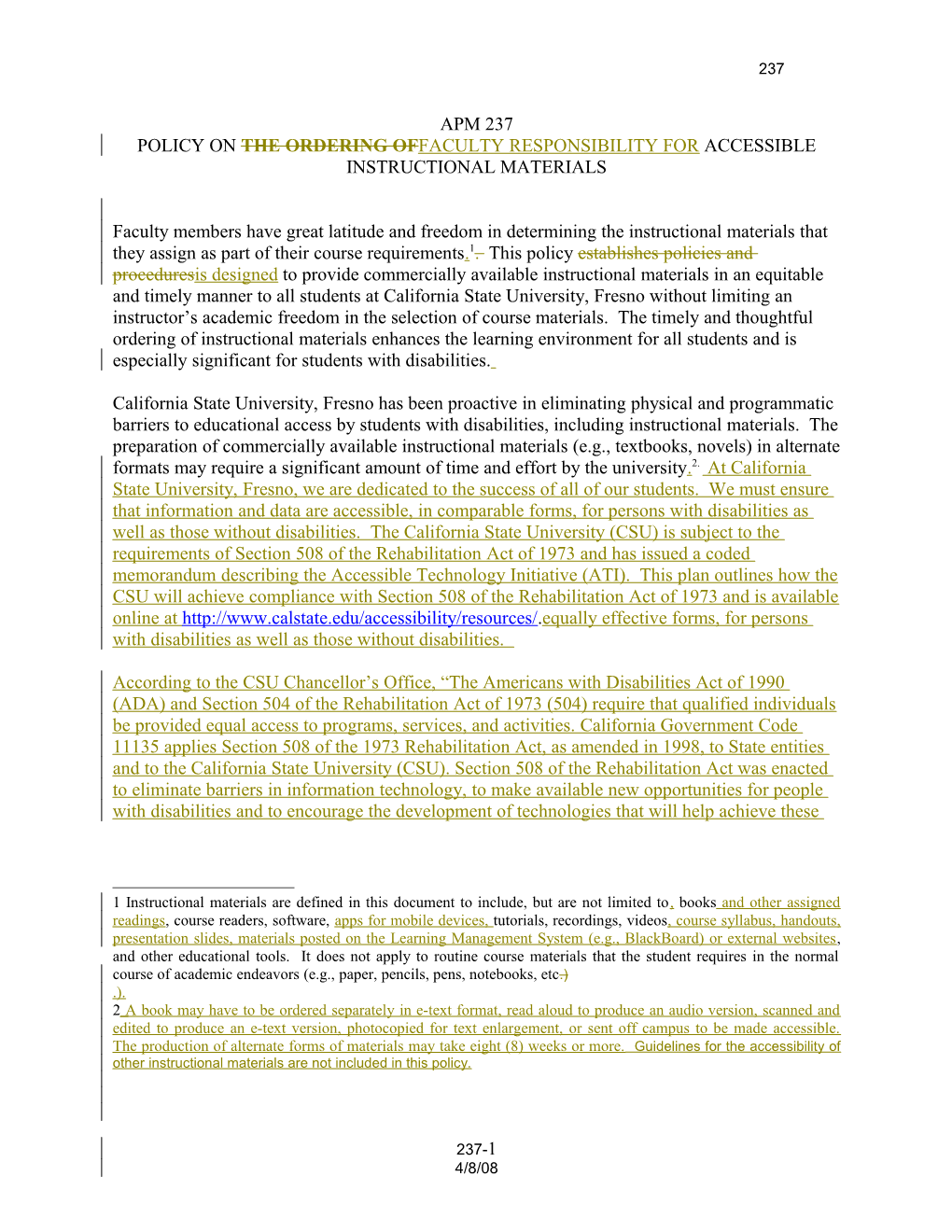 Policy on the Ordering Offaculty Responsibility for Accessible Instructional Materials