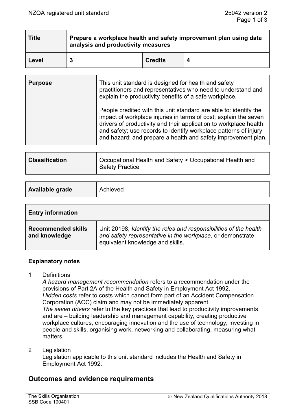25042 Prepare a Workplace Health and Safety Improvement Plan Using Data Analysis And