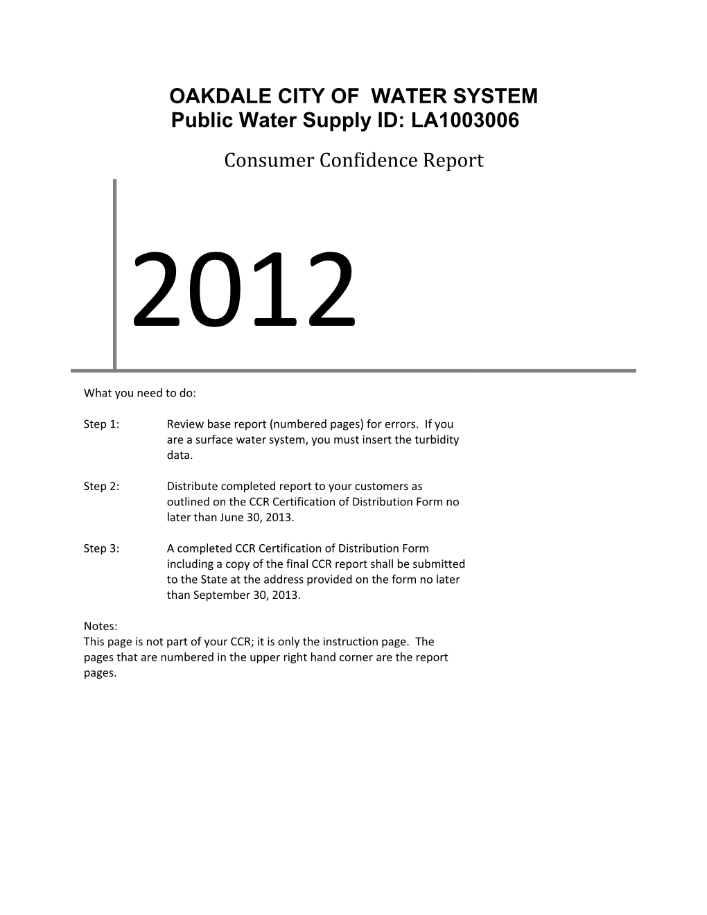 Oakdale City of Water System