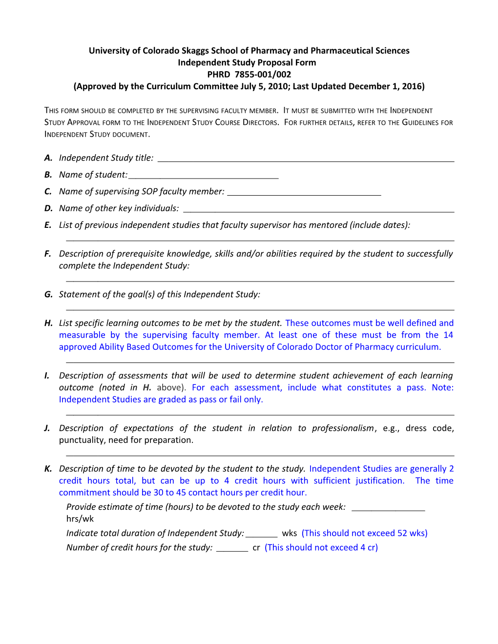Research Elective Course Approval Form