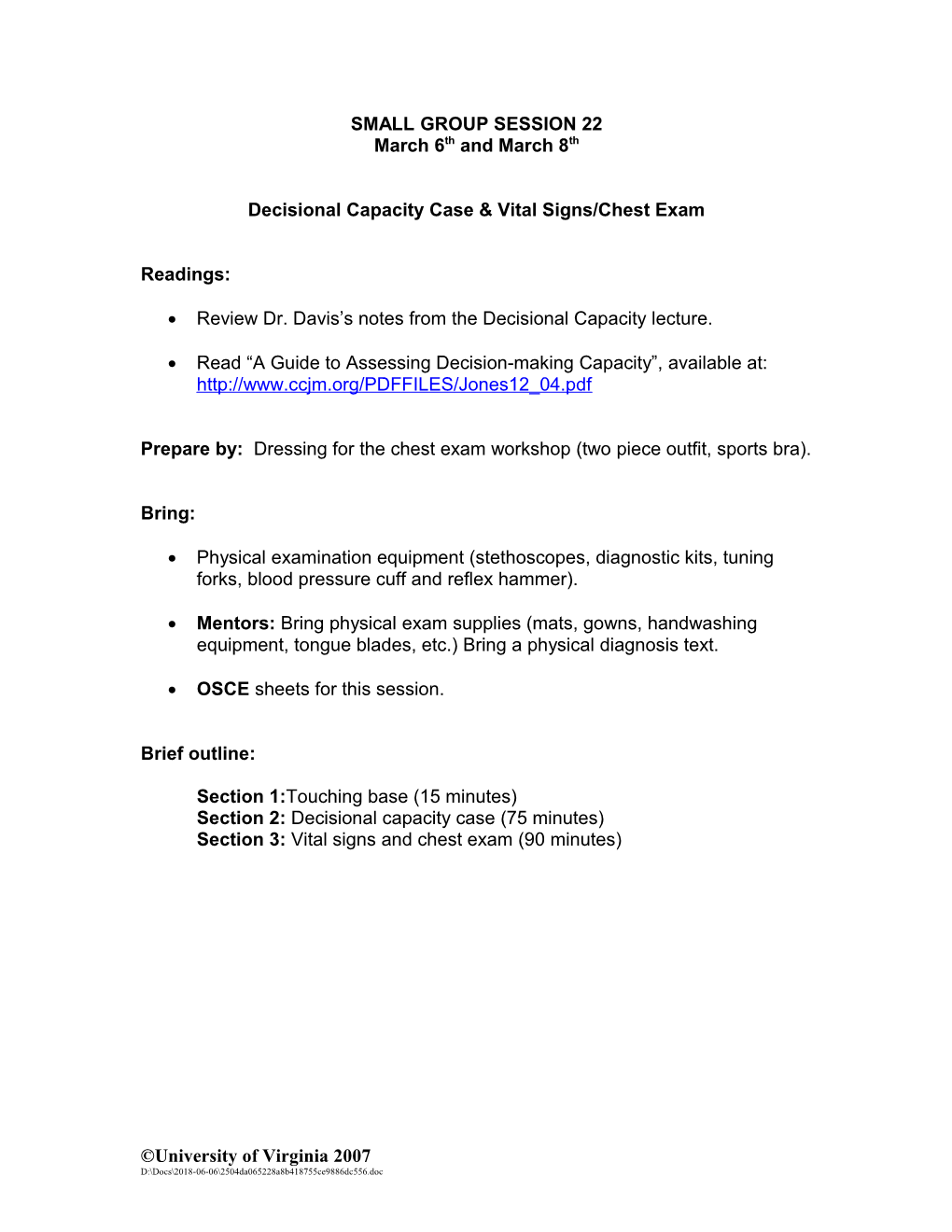 Decisional Capacity Case& Vital Signs/Chest Exam