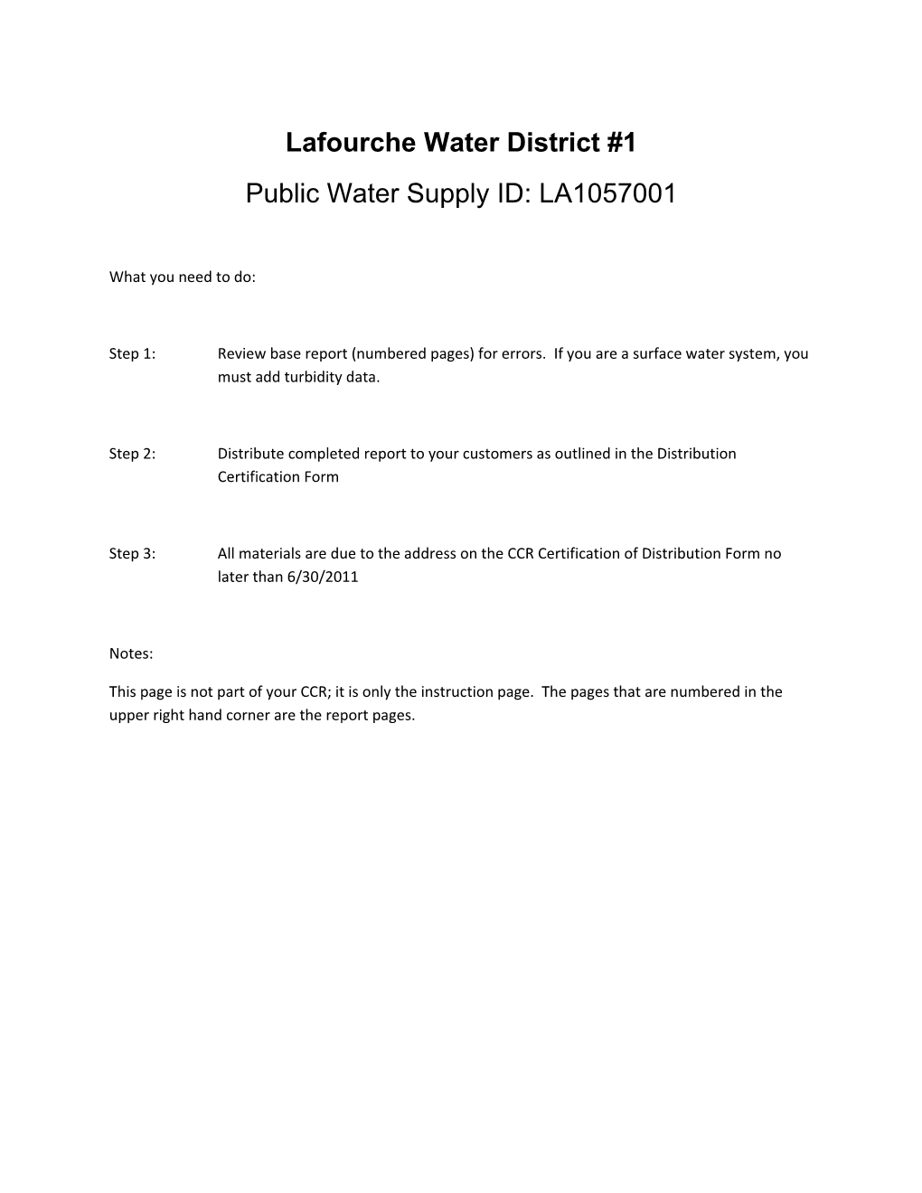 Lafourche Water District #1