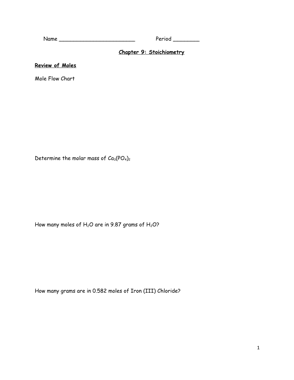 Chapter 9: Stoichiometry