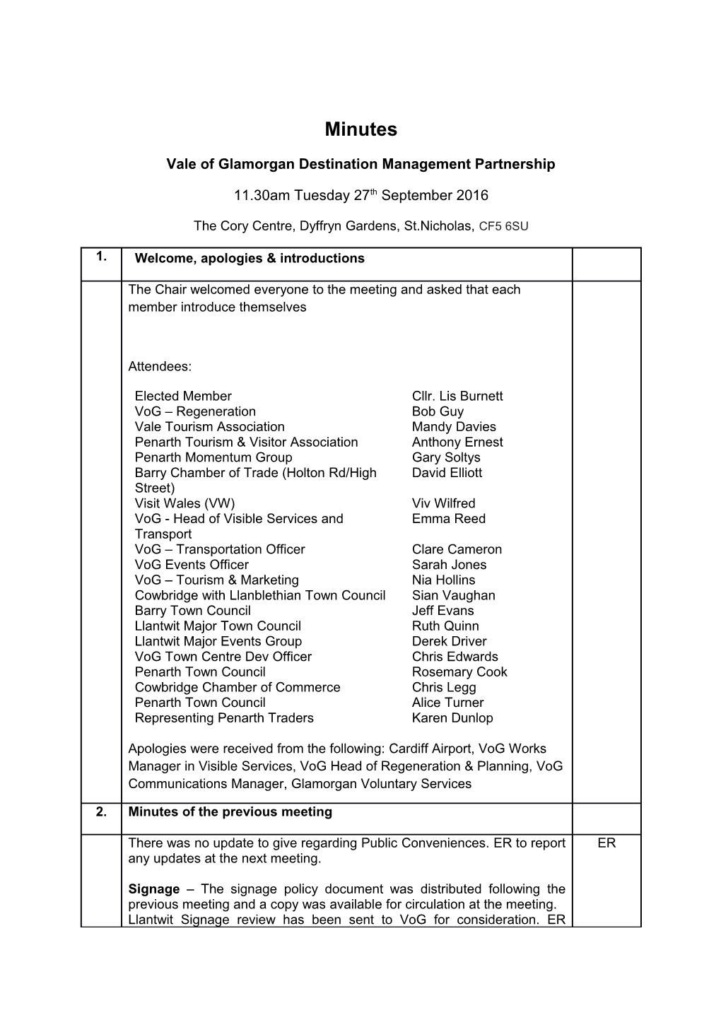 Destination Management Partnership 20Th September 2016