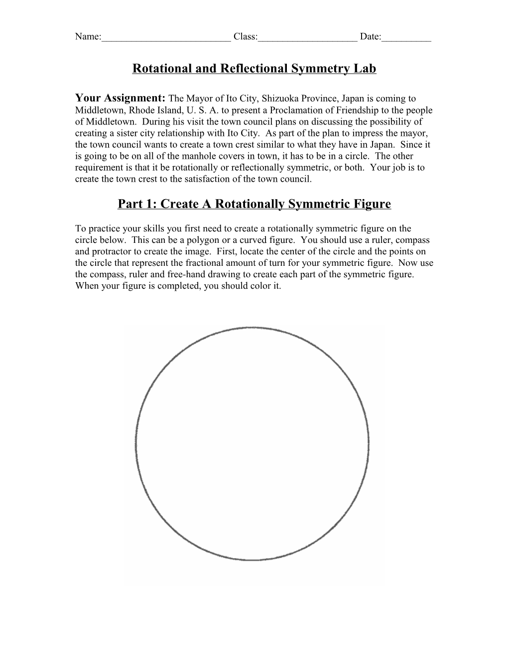 Rotational and Reflectional Symmetry Lab