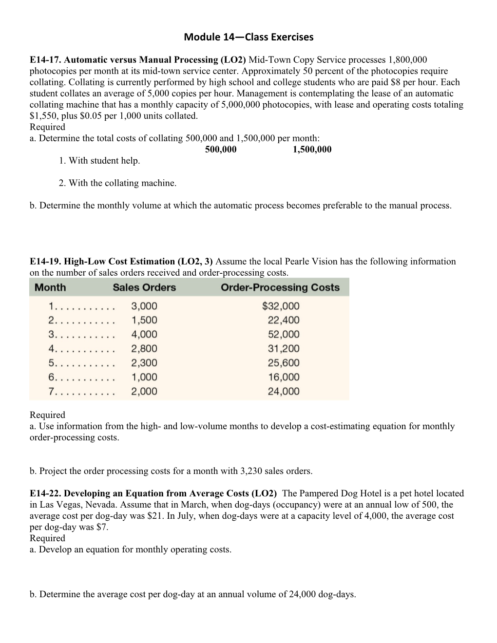 Module 14 Class Exercises