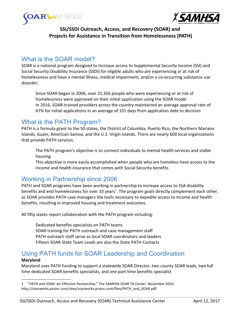 SSI/SSDI Outreach, Access, and Recovery (SOAR) And