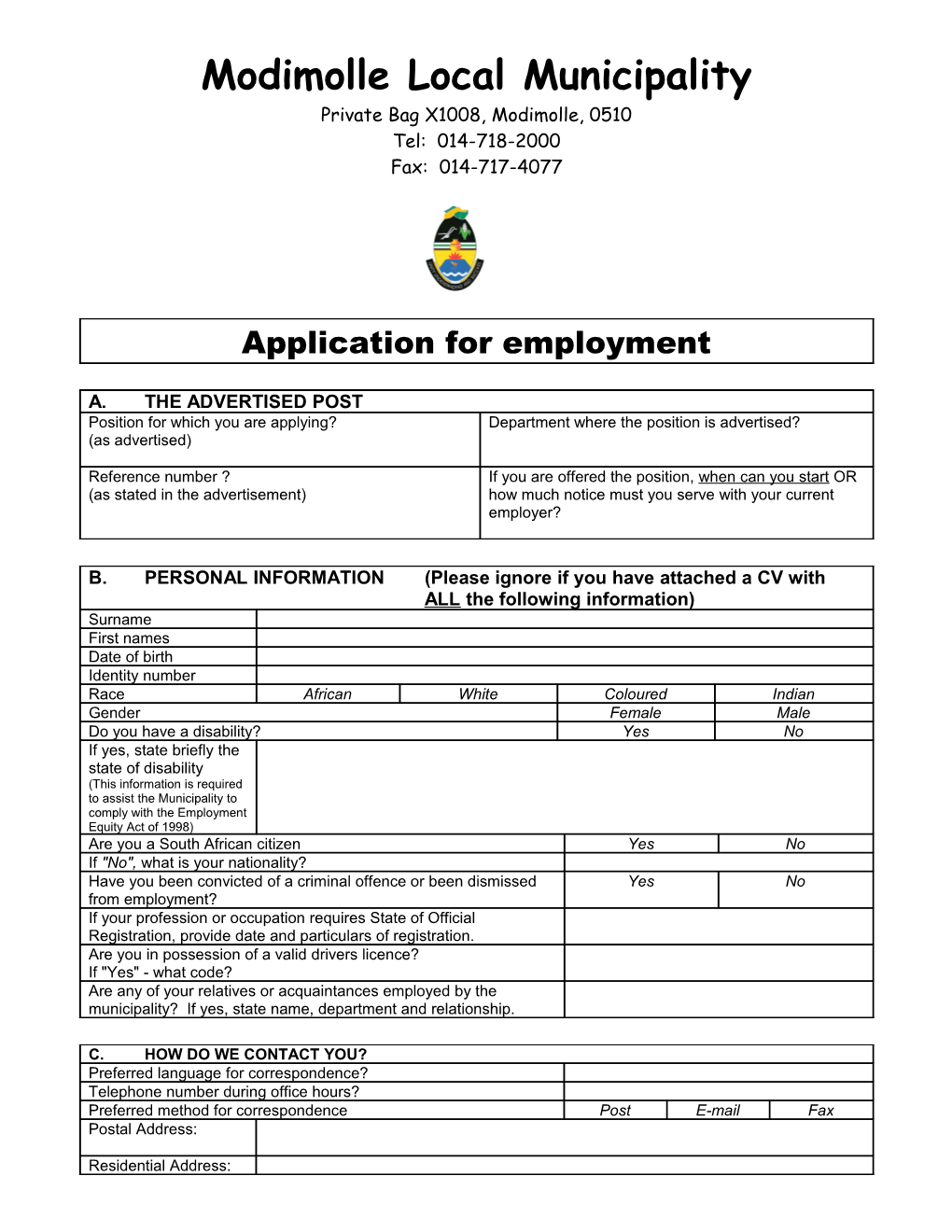 Modimolle Local Municipality