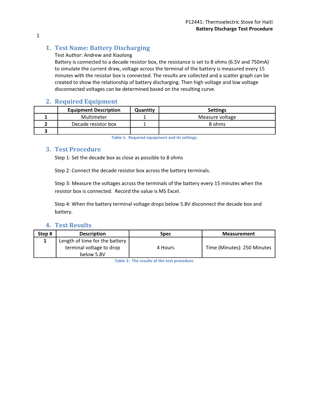 Battery Discharge Test Procedure