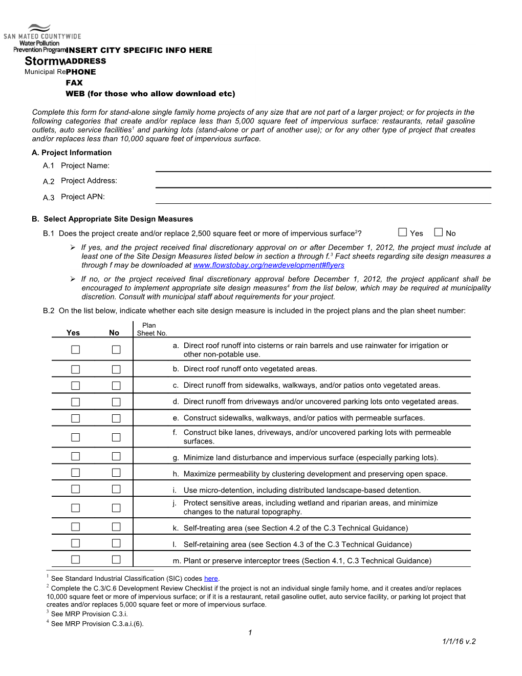 Stormwater Checklist for Small Projects