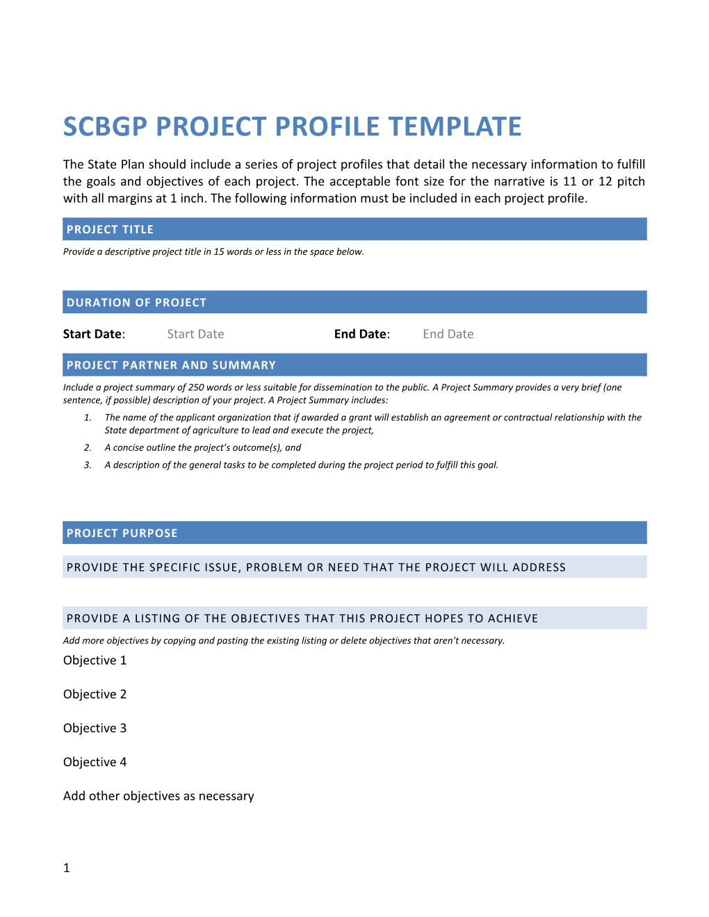 SCBGP Project Profile Template