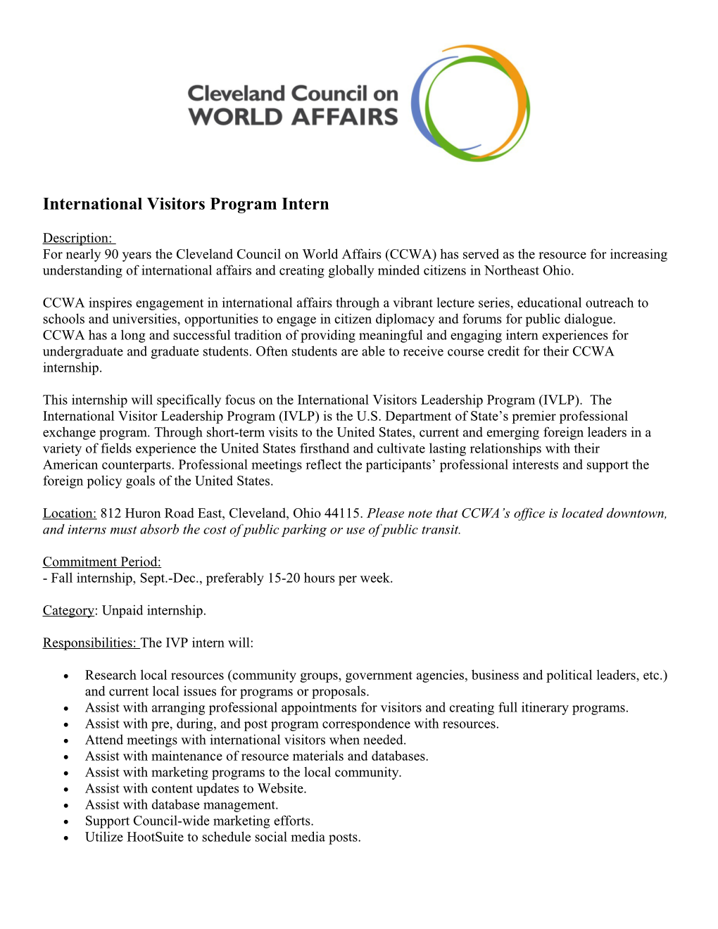 International Visitors Program Intern