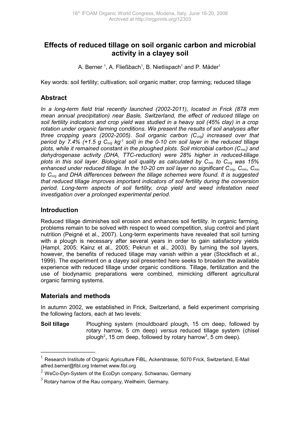 Effects of Reduced Tillage on Soil Organic Carbon and Microbial Activity in a Clayey Soil