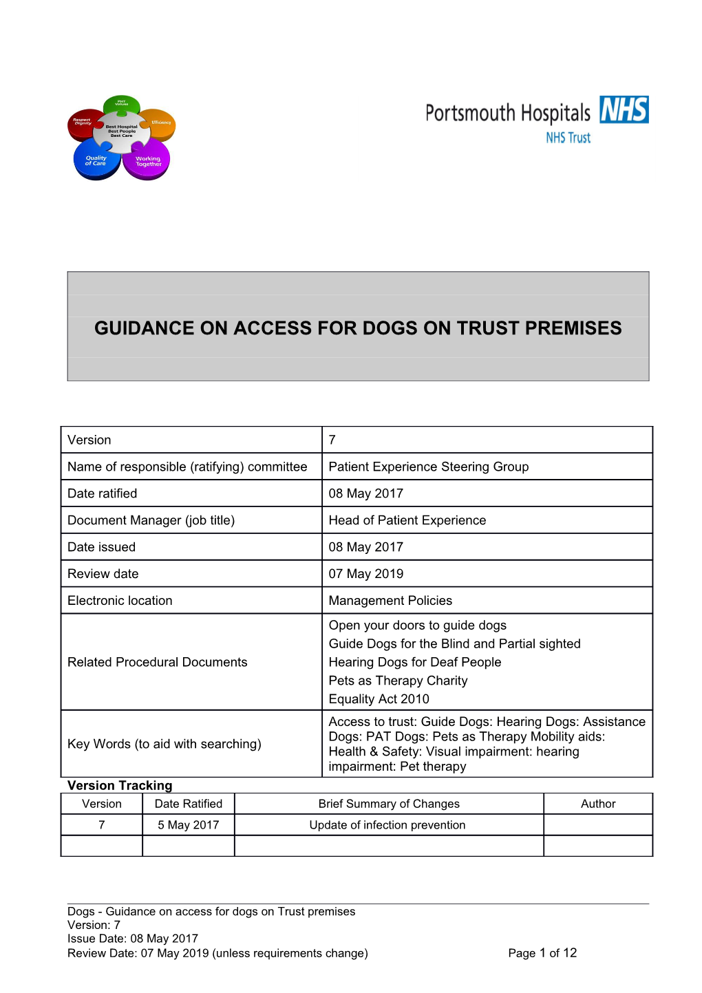 Guidance on Access for Dogs on Trust Premises