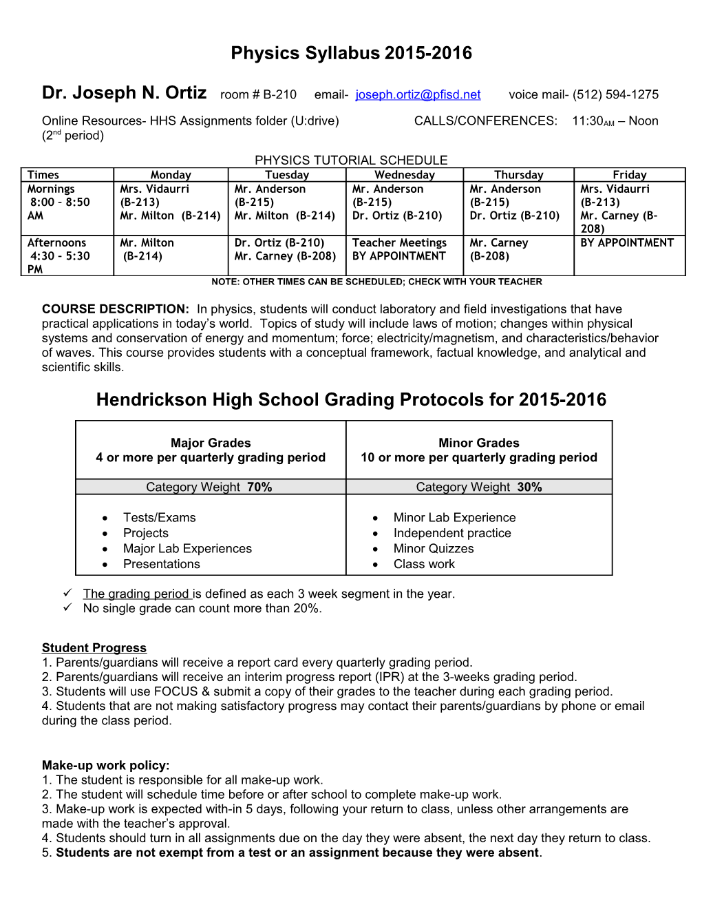 Physics Syllabus-Hendrickson High School s1