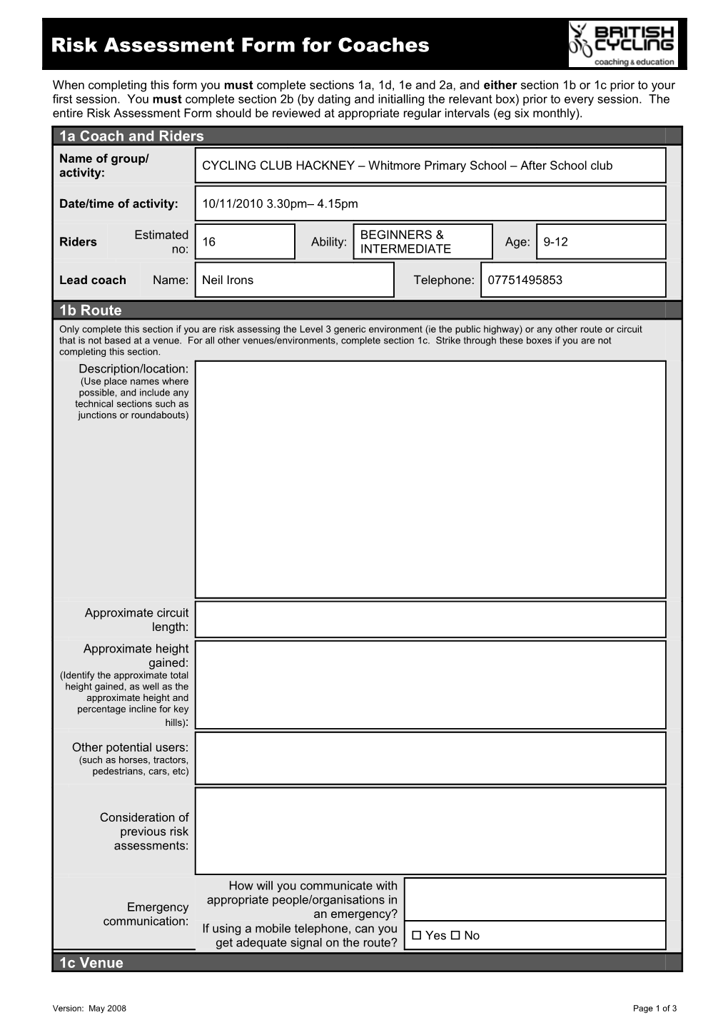 British Cycling Coaching Workbook: Level 3 Core Unit