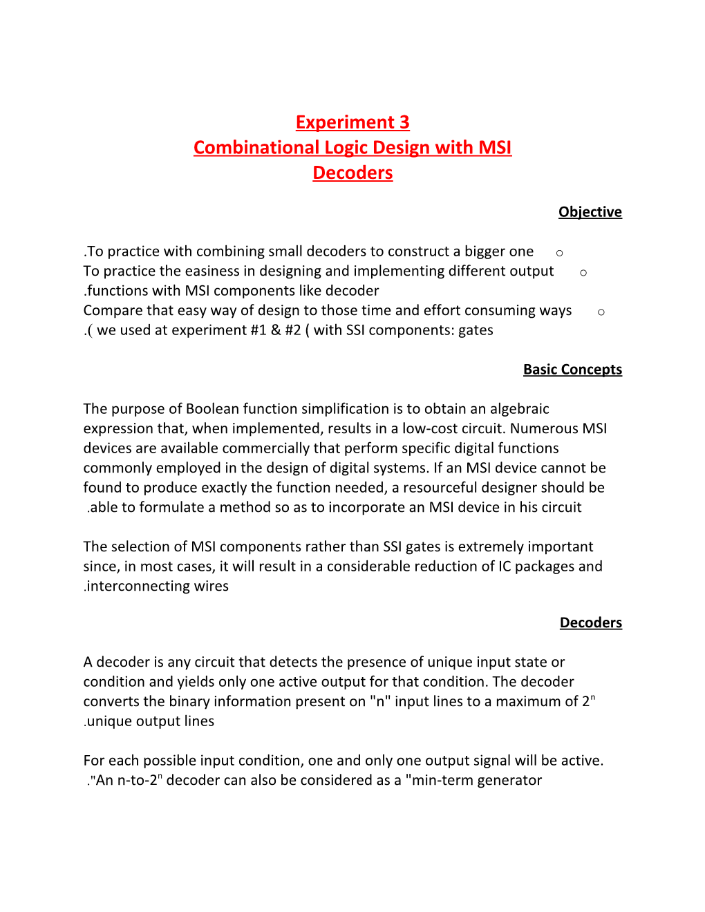 Combinational Logic Design with MSI