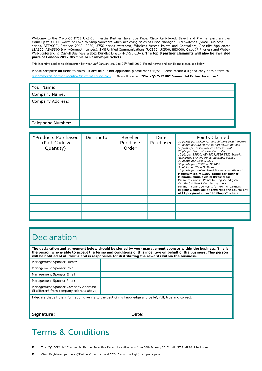 Welcome to the Cisco Q3 FY12 UKI Commercial Partner Incentive Race. Cisco Registered, Select