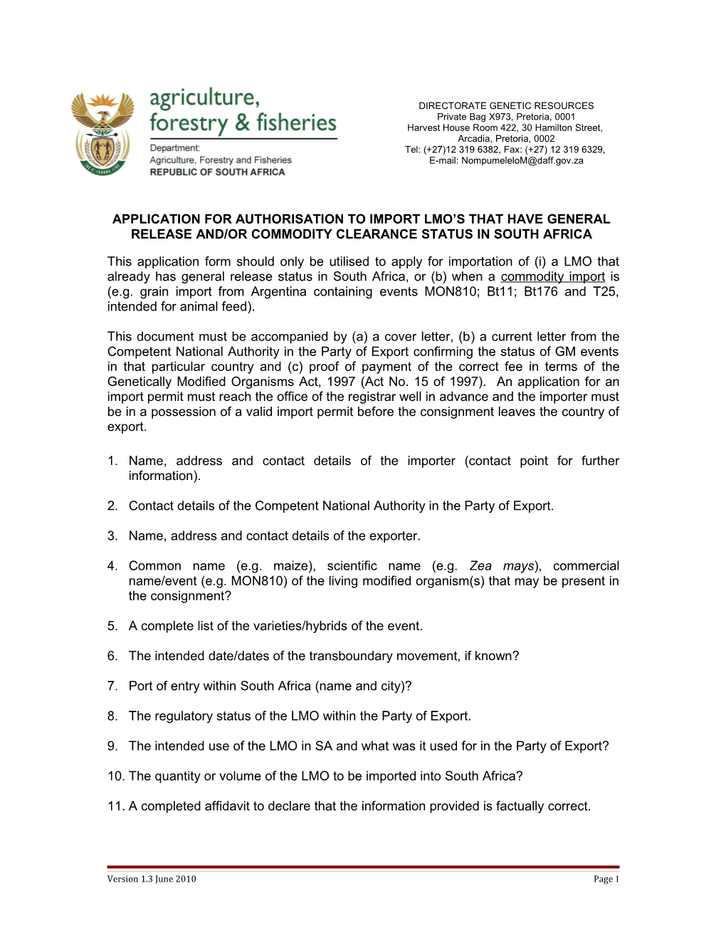 Release And/Or Commodity Clearance Status in South Africa