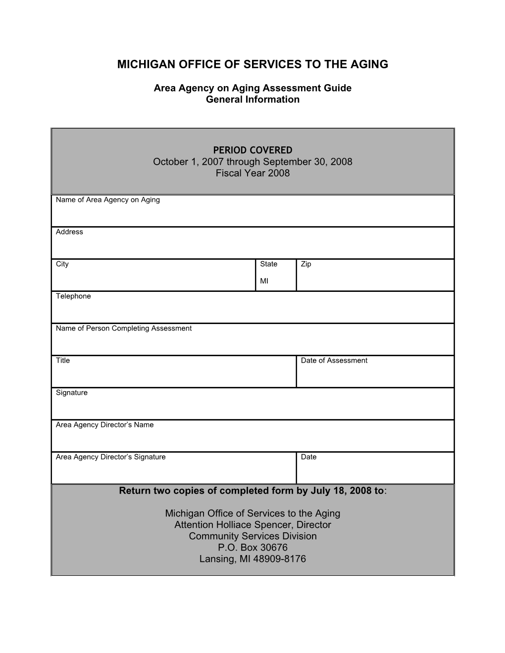 Area Agency on Aging Assessment Guide