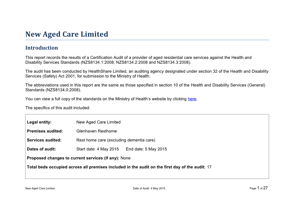 New Aged Care Limited