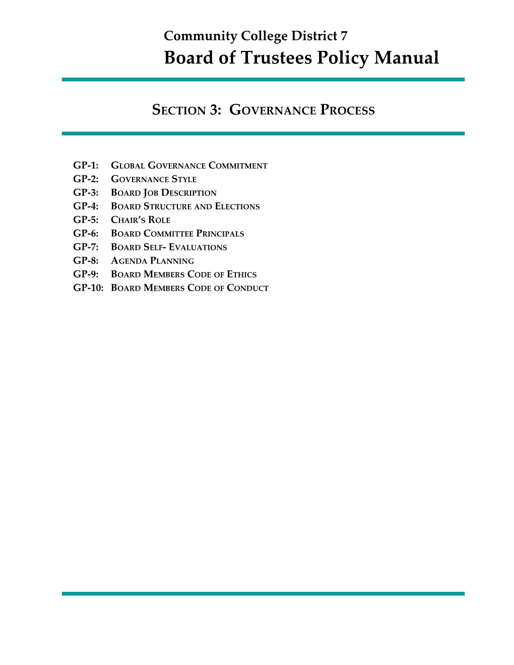 Section 3: Governance Process