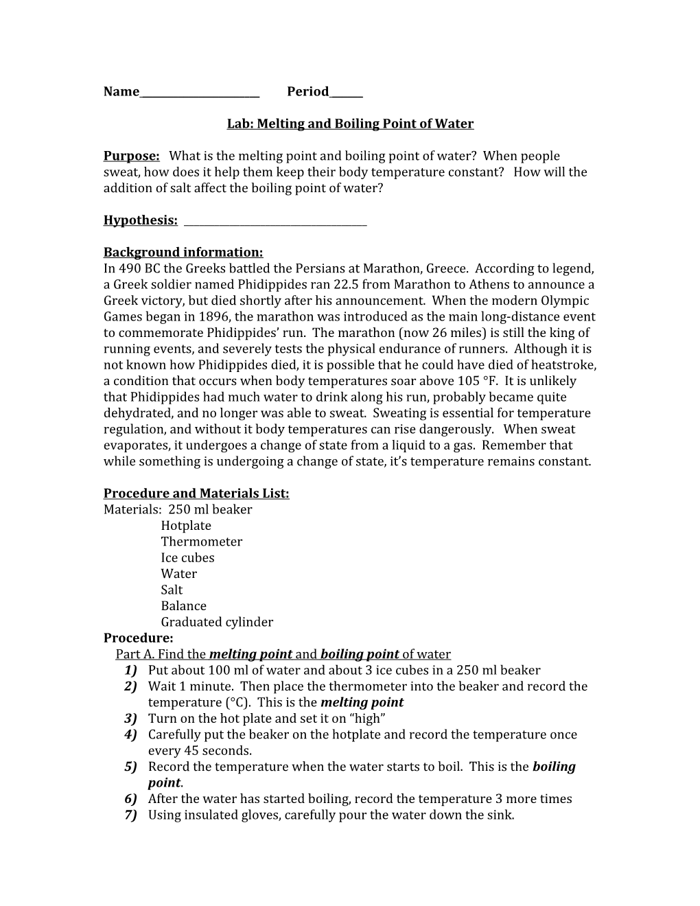 Lab: Changes of State