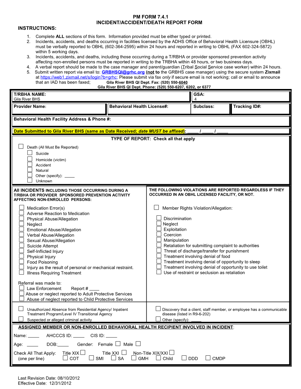 Incident/Accident/Death