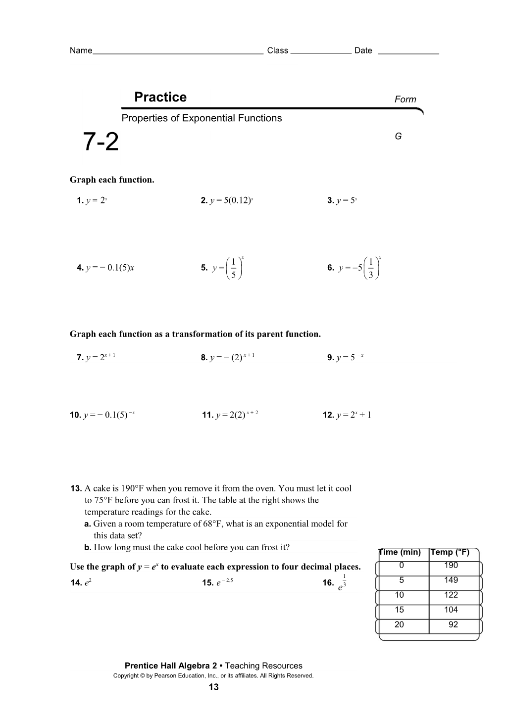 Graph Each Function As a Transformation of Its Parent Function