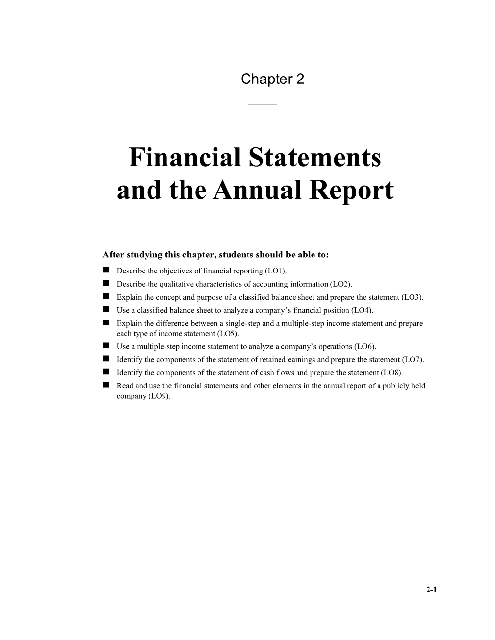 Financial Statements and the Annual Report