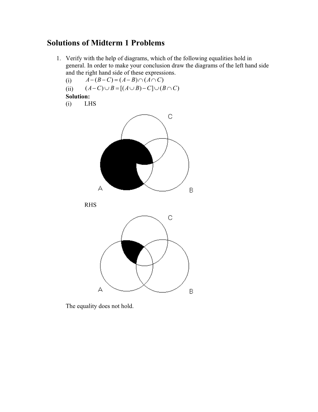 Solutions of Midterm 1 Problems