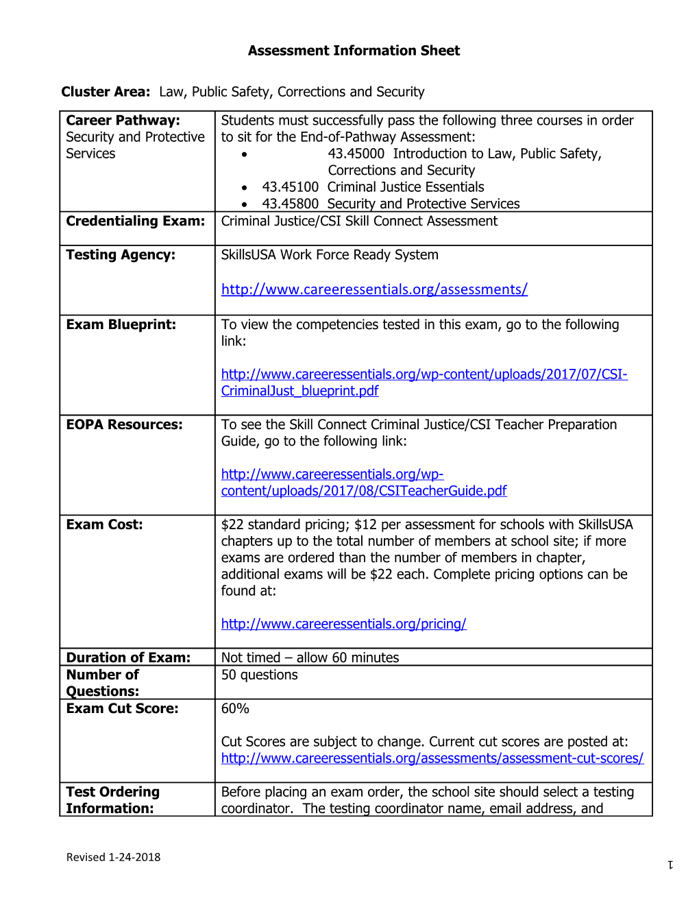 Cluster Area: Law, Public Safety, Corrections and Security