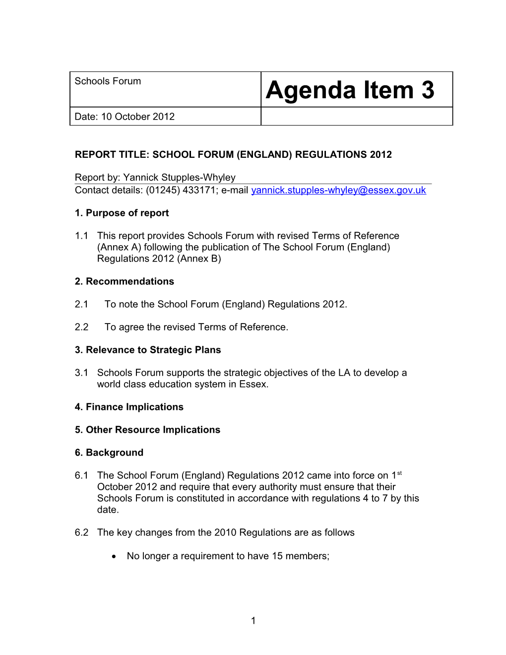 Review of Schools Forum Operation (11 June 2008 Meeting)