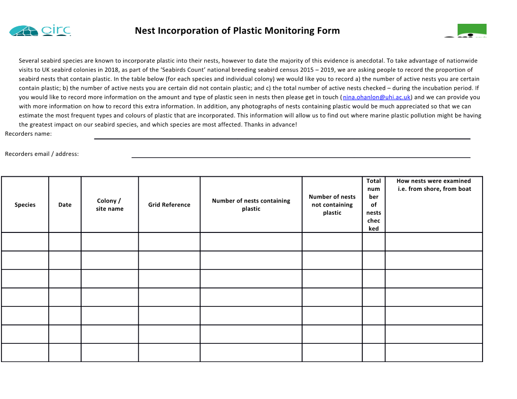 Please Return Completed Forms to Nina O Hanlon at Or