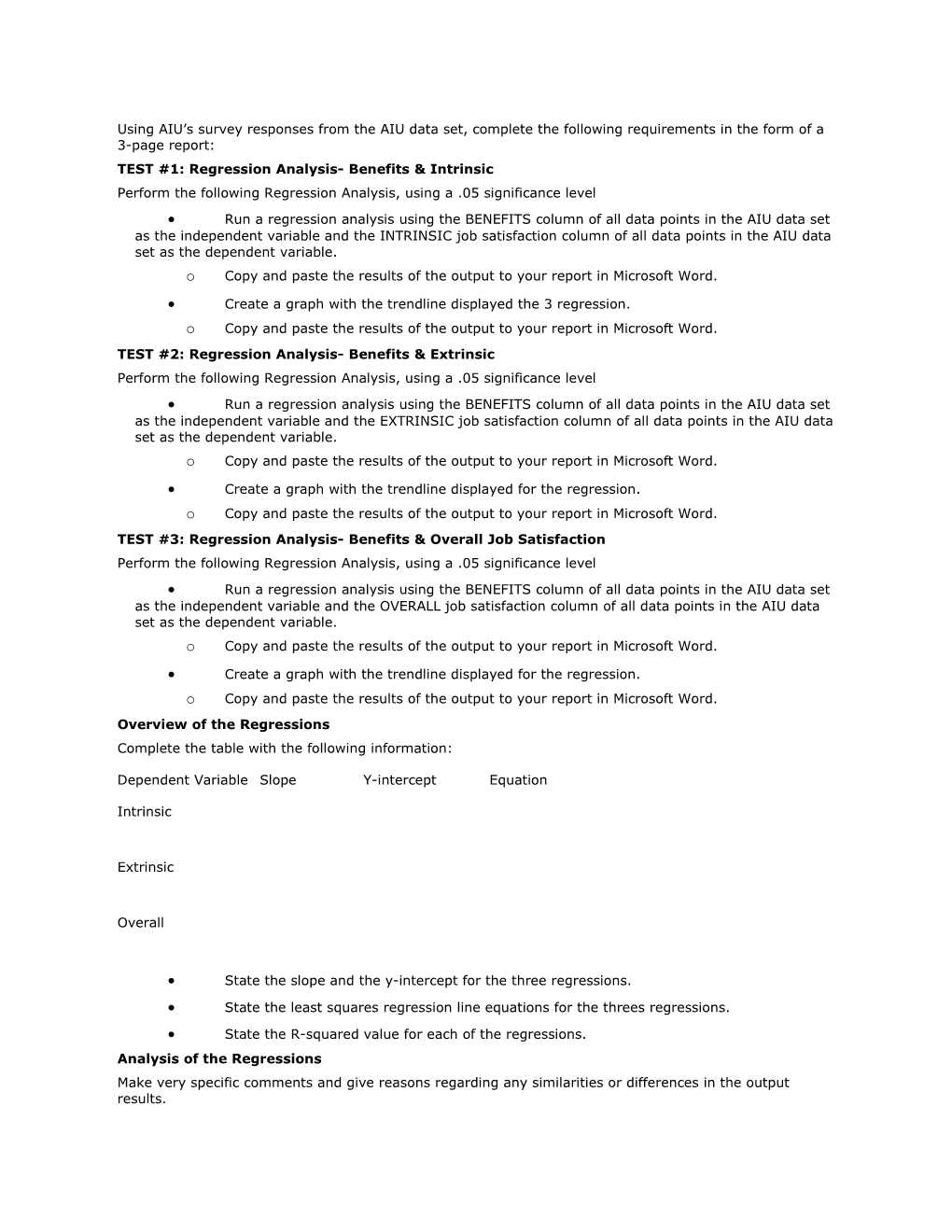 TEST #1: Regression Analysis- Benefits& Intrinsic