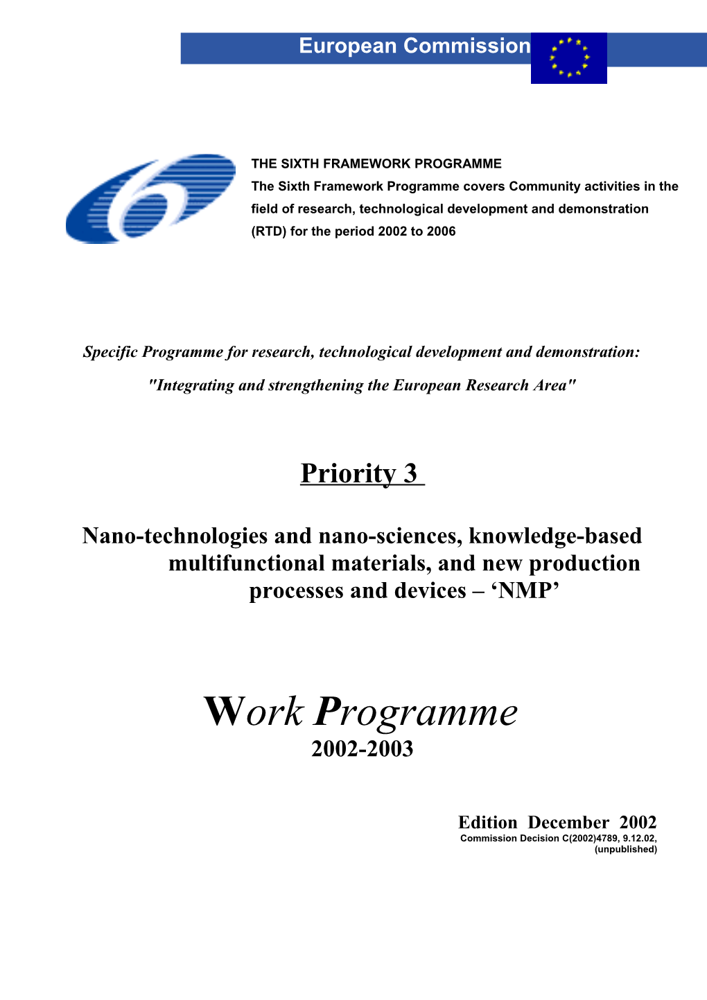 Specific Programme for Research, Technological Development and Demonstration