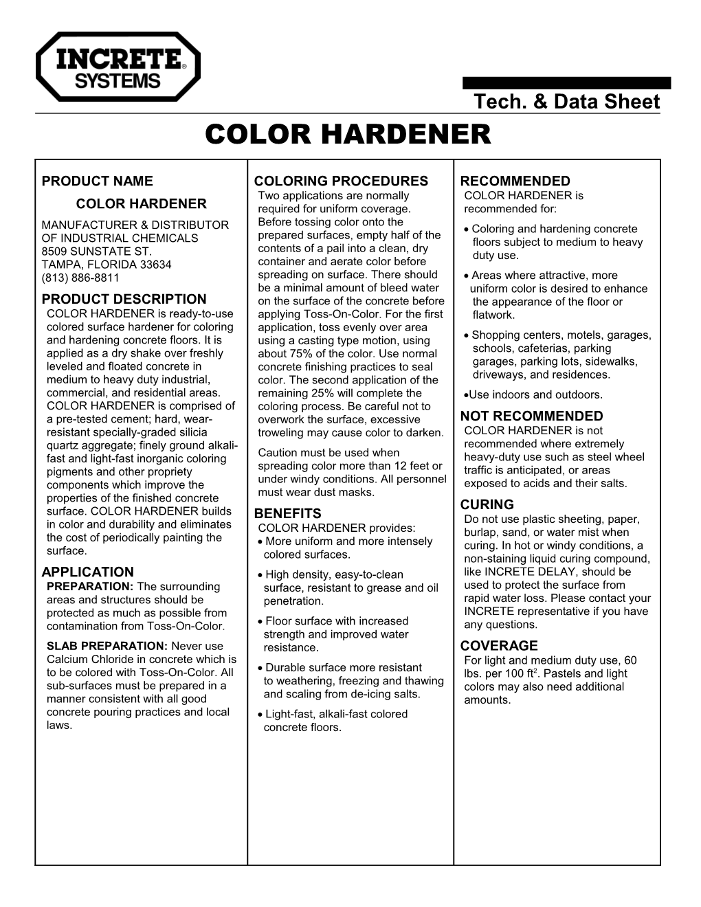 Tech. & Data Sheet