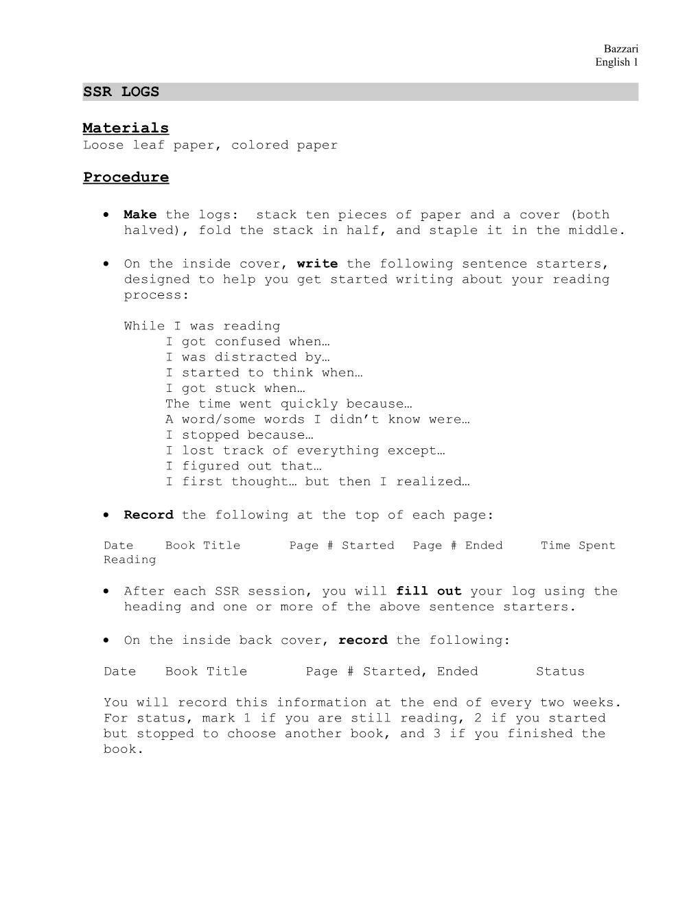 SSR LOGS (Metacognitive Logs)