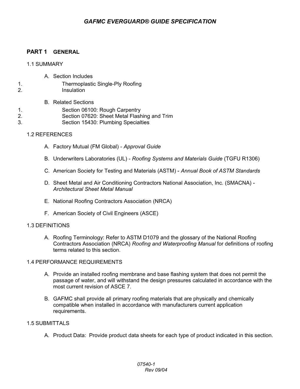 Gafmc Everguard Guide Specification